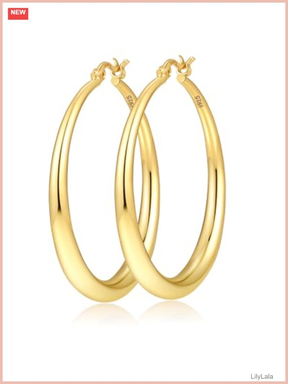 14k Gold Plated Hoop Earrings Hypoallergenic Chunky Lightweight